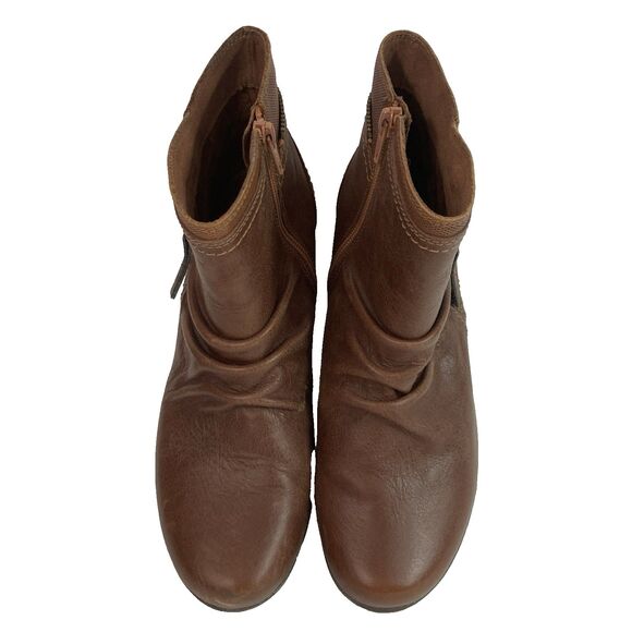 Cobb Hill Laurel Bootie Women's Sz 7.5 Brown Leather Ankle Zip CI1735 *See Flaw* - Picture 4 of 11